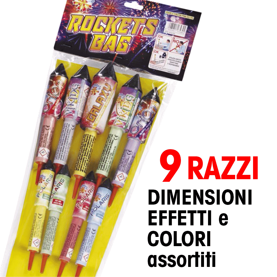 razzi rocket bag, fuochi artificiali - cartoleria scotti cornate d'adda